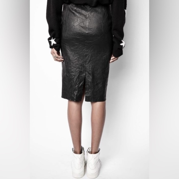 Zadig & Voltaire Jaden Crinkled leather Skirt - Picture 2 of 11